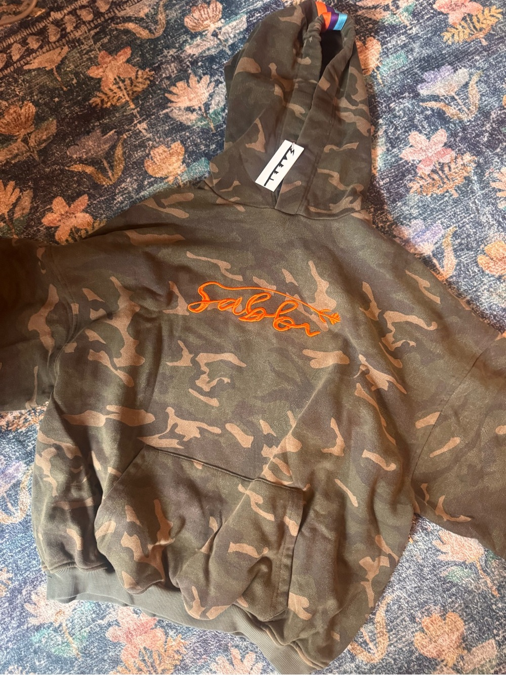 NWT Sabbi Name Yourself Camo Hoodie with Orange Script Logo - Picture 9 of 14